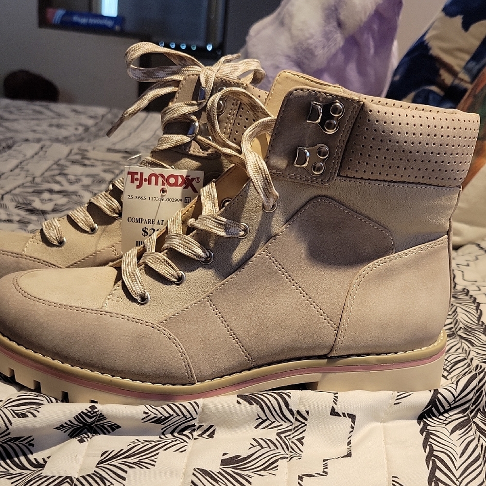 Sole Society Taupe Combat Boots